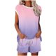 thumbnail image 1 of Conjunto de Pantalones de Cuello Redondo Y Cordón de Manga Corta Impresa para Mujeres Conjunto de Poliéster, Desgaste Casual sin Posicionamiento para Mujeres, 1 of 5
