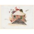 thumbnail image 2 of Charles Demuth 24x18 Black Ornate Framed Double Matted Museum Art Print Titled: Houses with Red (1917), 2 of 5