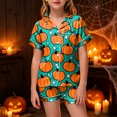 thumbnail image 2 of Leey-World Toddler Girls Halloween Pajamas Kids Satin Pajama Sets Classic Button Down 2pcs Sleepwear Pjs for Girls Relaxed Home Wear, 2 of 5