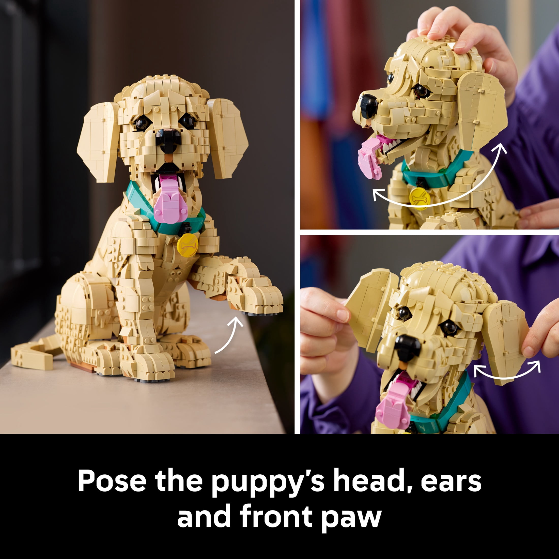 LEGO Icons Golden Retriever Puppy Building Set for Adults, Ages 18+ - Decor for Home, Bedroom, or Book Shelf - Gifts for Women & Men - Posable Dog Figure - 11384