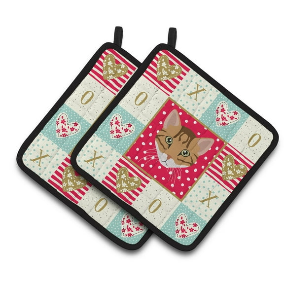Carolines Treasures CK5102PTHD Cheetoh Cat Love Pair of Pot Holders, 7.5HX7.5W, multicolor