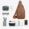 thumbnail image 5 of HBBKVI PU Leather Chest Bag Chest Bag Fabric Material Crossbody Bag Sports Chest Bag Portable Multi Pocket Storage, 5 of 6