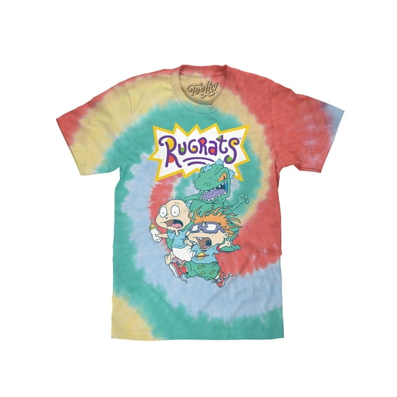 Tee Luv Rugrats Reptar Tommy and Chuckie Cartoon Character Tie Dye Shirt (Men's) (S)