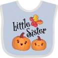 thumbnail image 3 of Inktastic Little Sister Pumpkins with Fall Leaves Girls Baby Bib, 3 of 4