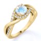 thumbnail image 1 of JeenMata Anillo de Compromiso con Diseño Único de Infinito de Piedra Lunar y Moissanita de Corte Redondo de 1,5 Quilates en Oro Amarillo de 18 K sobre Plata, 1 of 6