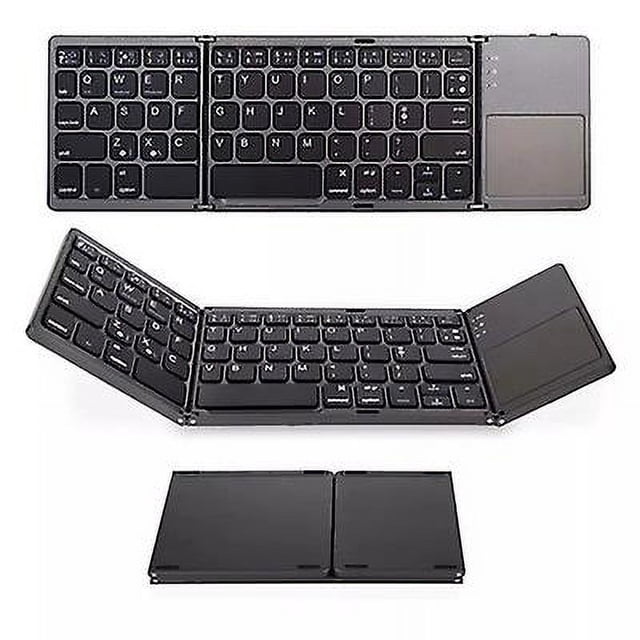 Teclado plegable, teclado ergonómico, teclado con panel táctil, teclado portátil inalámbrico para ordenadores portátiles, tabletas y teléfonos
