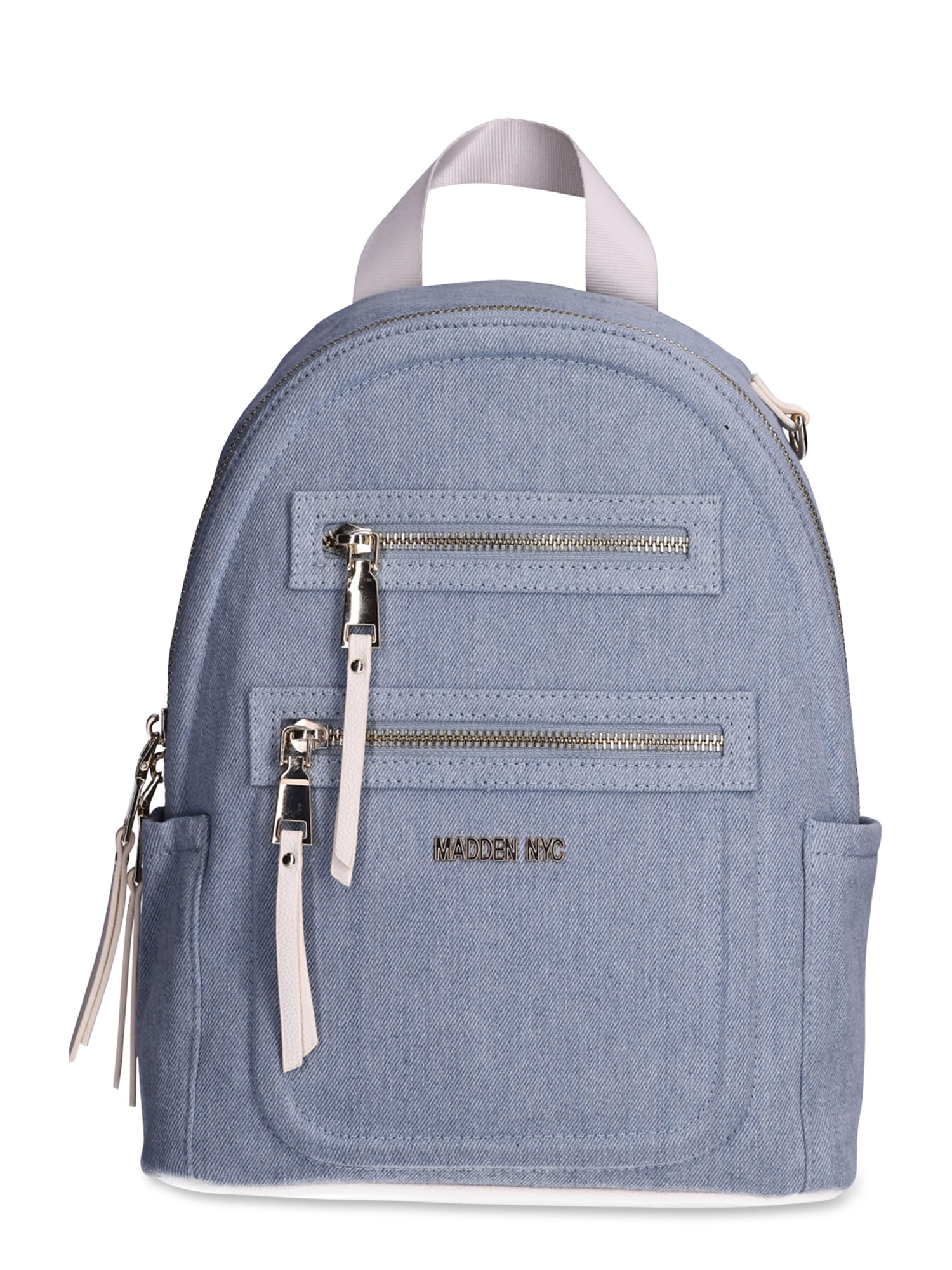 Madden NYC Women's Mini Backpack with Embellished Pouch, Denim