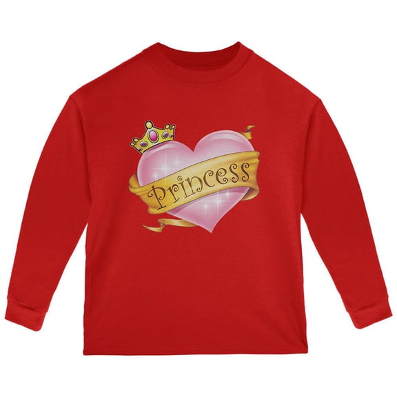 Princess Heart Toddler Long Sleeve T Shirt Red 2T