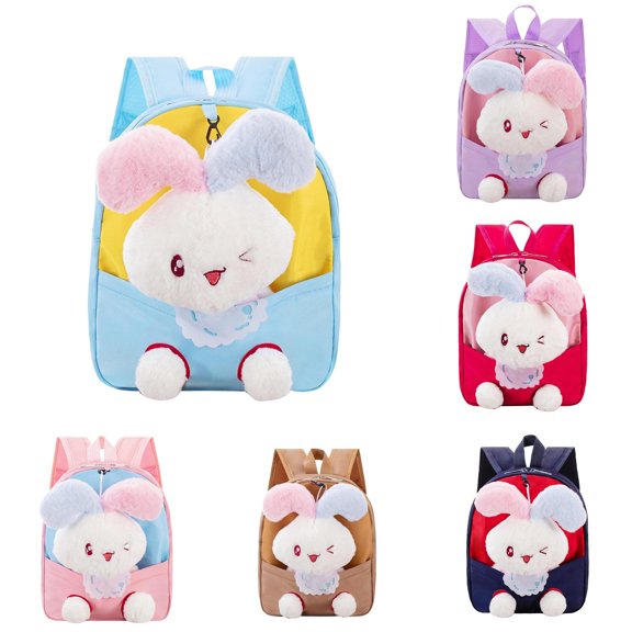 CUZIBR Cute 3D Plush Rabbit Toddler Backpack Lightweight Kids Backpack Adjustable Breathable Shoulder Straps Small Storage Daypack For Toddler Travel Daily School Bag