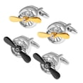 thumbnail image 5 of Gemelos de moda Zulema para Hombres con Rotación de hoja de ventilador Plata, 5 of 5