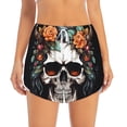 thumbnail image 2 of Balery Flower Horn Skull Pantalones cortos deportivos para mujer con forro y dos bolsillos, elásticos, para entrenamiento, gimnasio, yoga-Large, 2 of 7