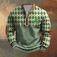 thumbnail image 3 of Penkiiy St Patricks Day Shamrock Patch Chest Print 1/4 Zip Sweatshirt S Multicolor, 3 of 3