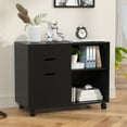 thumbnail image 2 of YRLLENSDAN,Office Storage Cabinet,File Cabinets for Home Office,Storage Cart with Drawers,Rolling File Cabinet,3 Drawer,Wood,Black, 2 of 7
