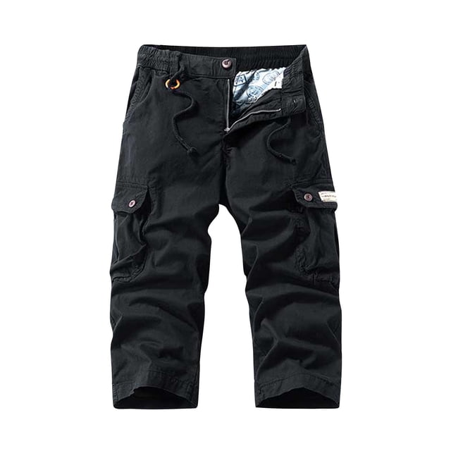 Multi Bolsillo Cargo Pantalones para Hombres Estiramiento Casual Cordón Clásico Pantalones Cortos de Verano con Bolsillos Múltiples, Pantalones Cortos de Cintura Elástica