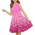 thumbnail image 2 of Tranfacy Robes d'Été pour Ados Enfants Sans Manches à Imprimé de Paillettes Col Rond Taille Cintrée Robe d'Été pour Enfants de Taille Moyenne, 2 of 7