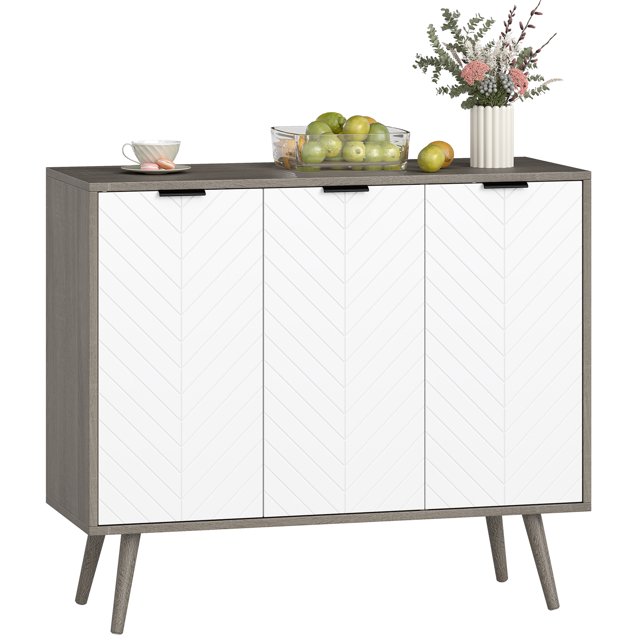 HOMCOM 36" Sideboard, Buffet Cabinet with Adjustable Shelves, Grey