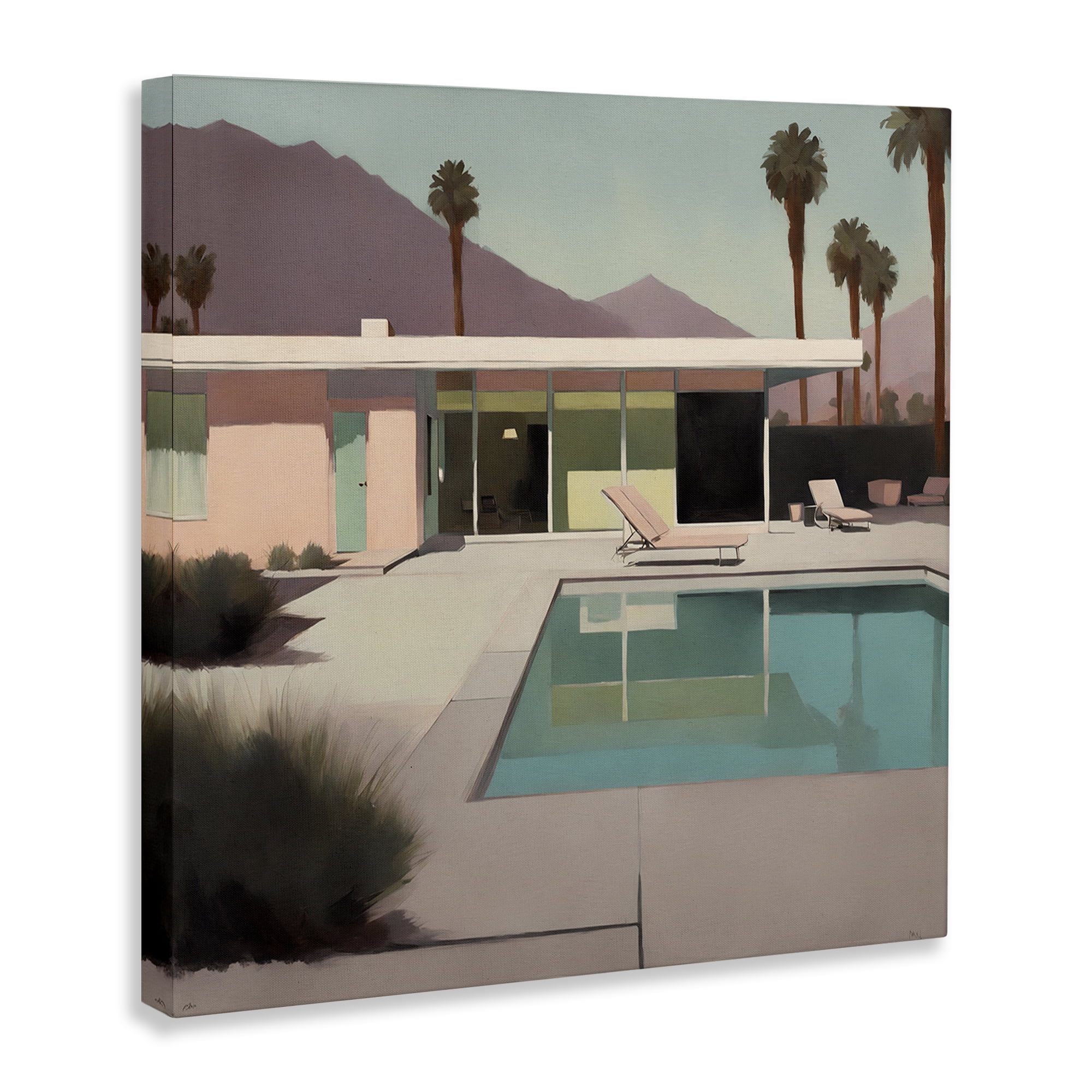 Stupell Industries Californian Pool View Landscape & Nature Painting Wrapped Canvas Art Print Wall Art, 24 x 24