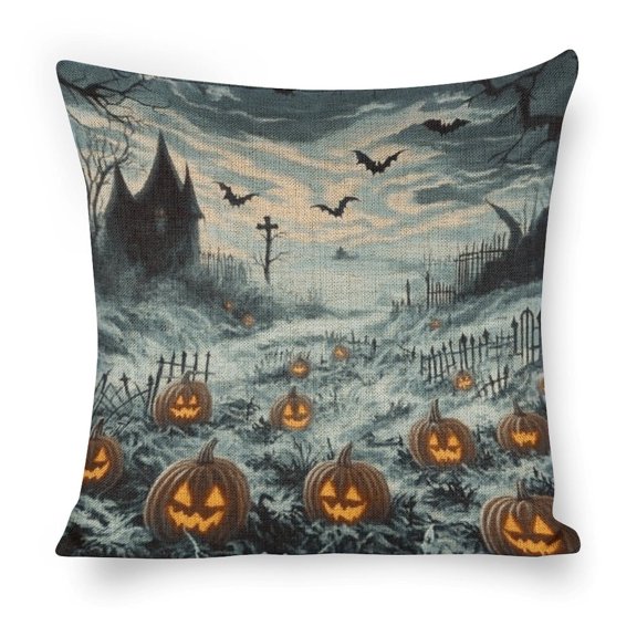 graveyard pumpkins gho Linen toss pillowcase Decoration pillowcase Gift preferred 24x24" Cushion cover 1 set Sofa pillowcase Sofa bedroom living room car