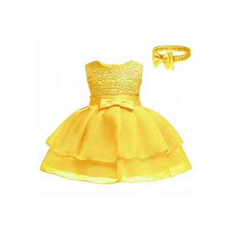 Toddler Girls Lace Bust Bow Waist Princess Dress