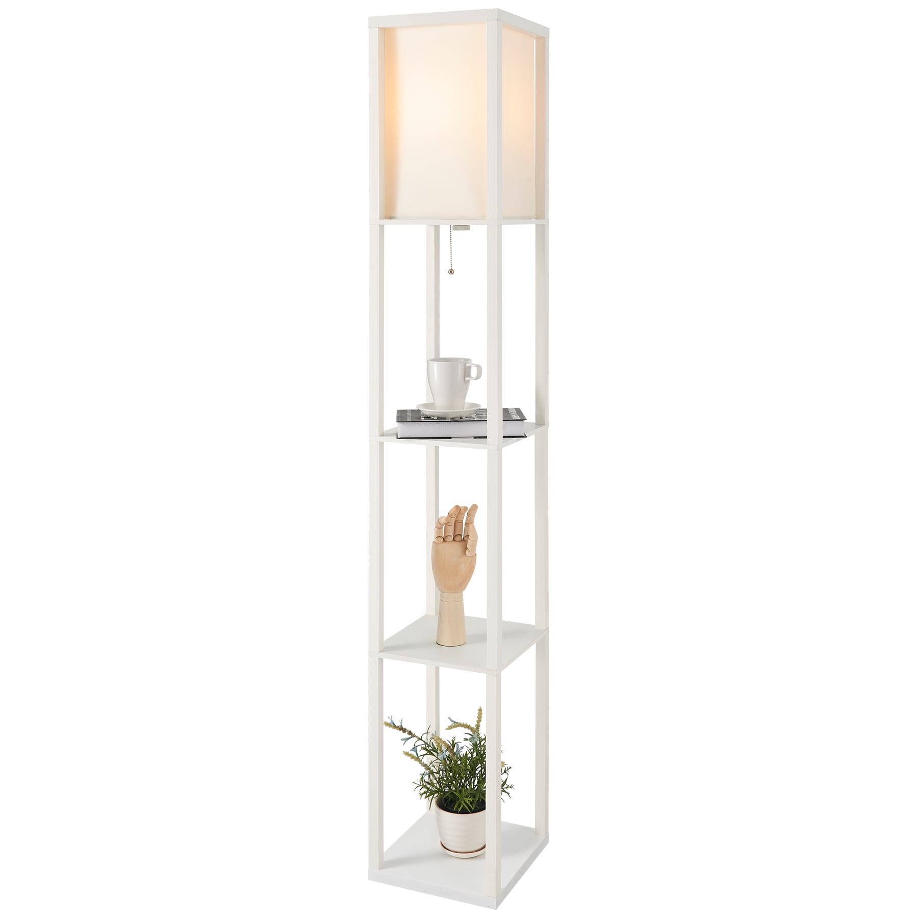 Reinforced 1.6 m Floor Lamp with Shelves, Reading Light with 3 Book