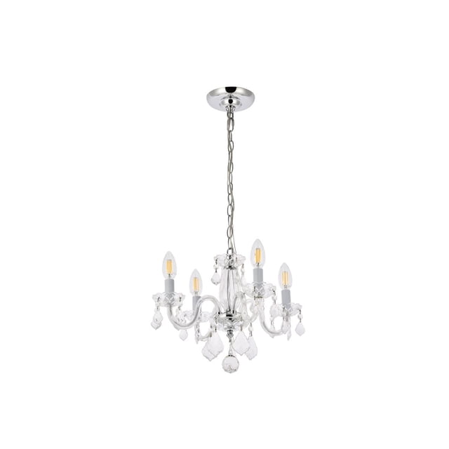 Elegant Lighting Rococo 15" 4 Light Royal Crystal Chandelier in Chrome