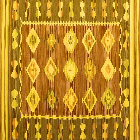 Ahgly Company Indoor Square Southwestern Yellow Country Area Rugs, 6' Square