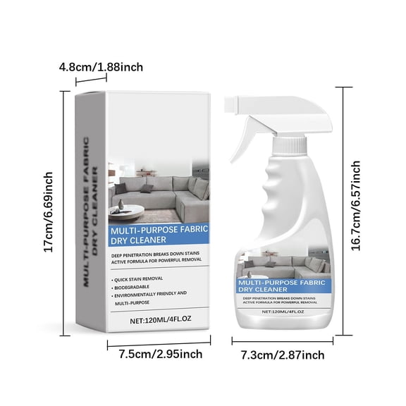 Fabric Sofa Cleaner Spray, Upholstery Stain Remover for Cloth Linen Velvet Couches, Powerful Odor and Dirt Remover, Formula with Brush Included (1PC)