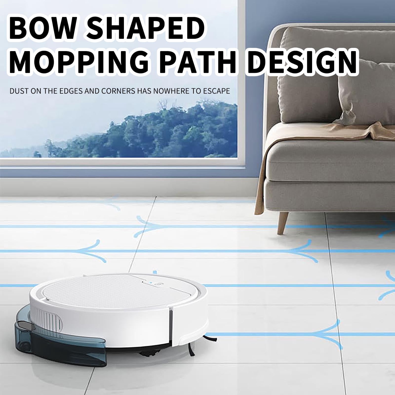 UAEBM Smart Robot Vacuum Cleaner with Large Water Tank, All-in-One Sweeping and Mopping Robot, App Controlled Wet Mopping Robot Cleaner White