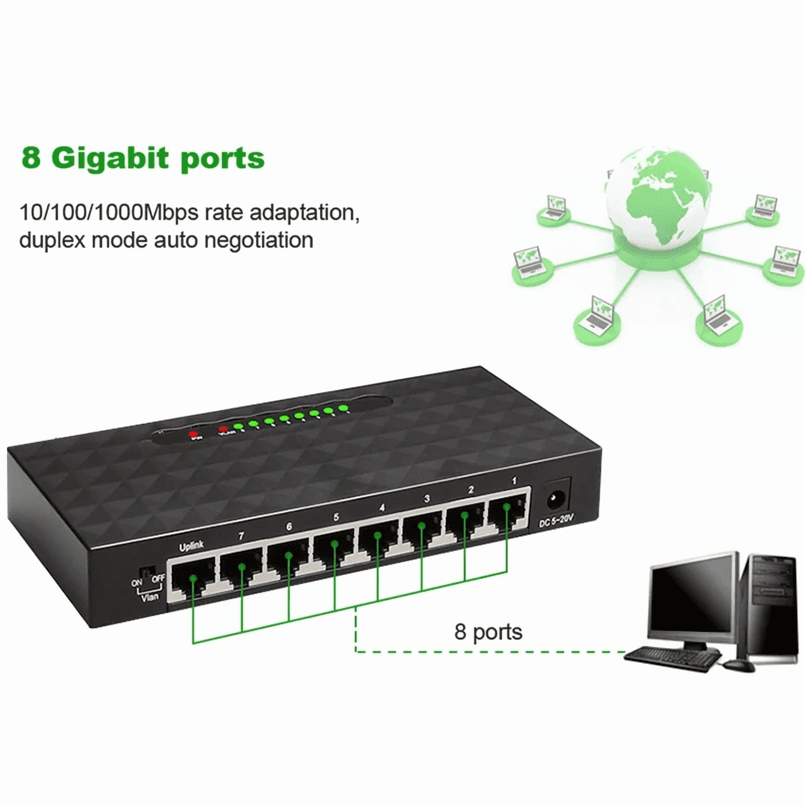 RIWPKFH 8 Port 1000Mbps Gigabit Network Switch Ethernet Smart Switcher High Performance RJ45 Hub Internet Splitter