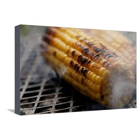 Roasted Sweet Corns on the Bbq Grill Stretched Canvas Print Wall Art By (Best Way To Roast Corn On The Grill)