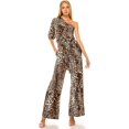 thumbnail image 3 of Ivory Choco Brown 1X Plus Size Womens Summer Sexy Jumpsuit Formal and Casual Long Sleeve One Shoulder, Fashion Dresses, Occasions, 3 of 4