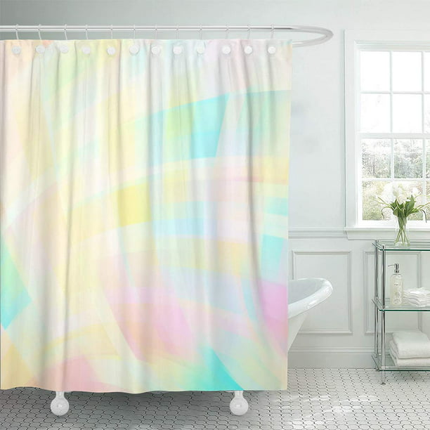 Pastel Pink Blue, Green And Yellow Shower Curtain