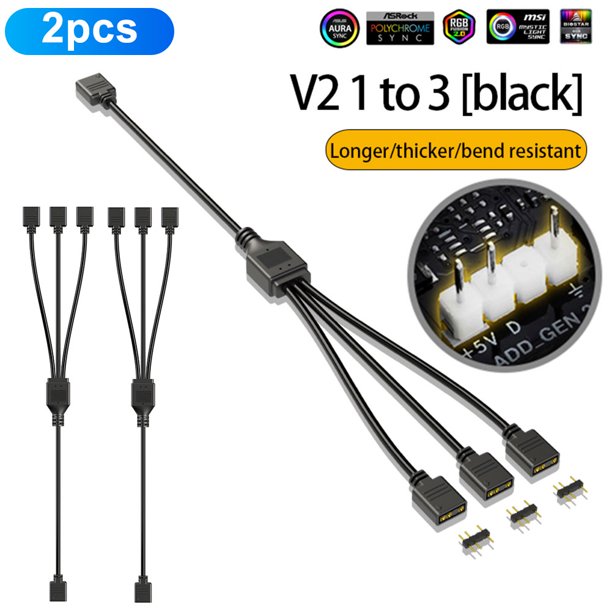 Divisor Ventilador Chasis ARGB 30 Cm 1 A 2/3/4 para Ventiladores Tira PC (negro 1 A 3)