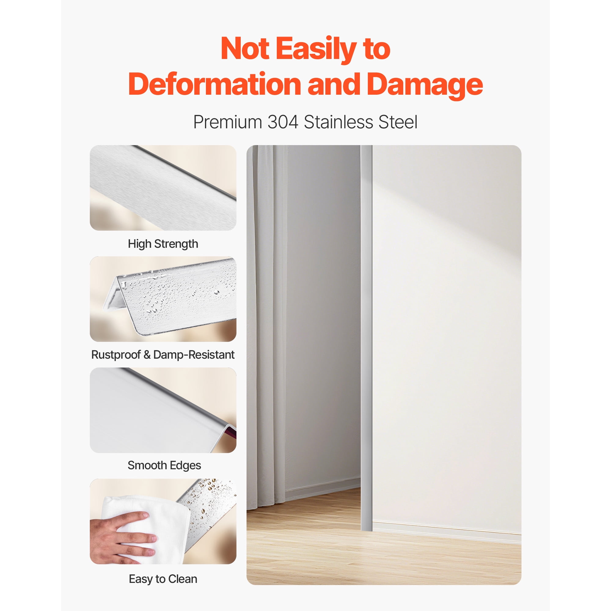 KFFKFF Stainless Steel Wall Corner Protector, 1.5 x 1.5 x 96 inch, 10 Pack Metal Corner Guards, 304 Stainless Steel Edge Trim 90-Degree Angle for Wall Protection in Homes, Offices