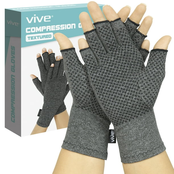 Vive Arthritis Gloves with Grips Textured Fingerless Compression, Men