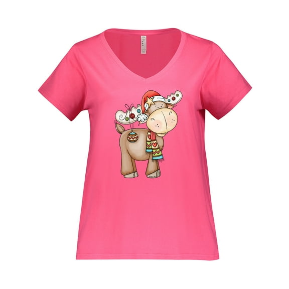 Inktastic Christmas Molly Moose Women's Plus Size V-Neck T-Shirt
