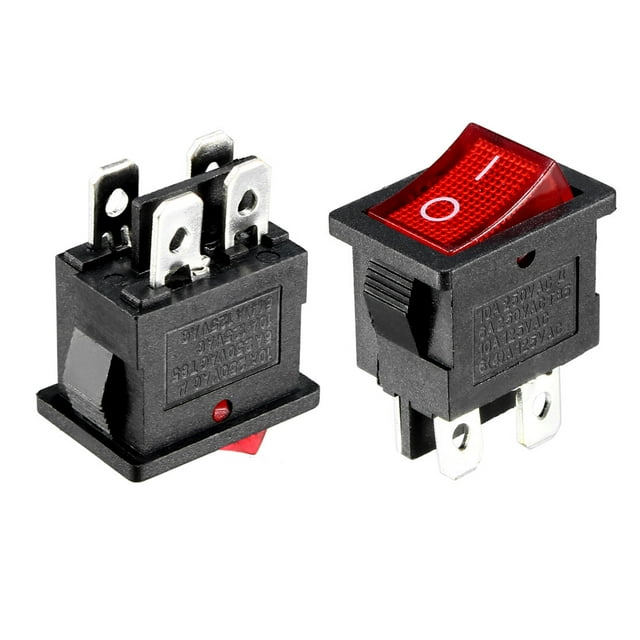 Unique Bargains 5pcs AC 250V 4A/6A/10A 125V 6A/10A 4P I/O 2 Position Snap-in Boat Rocker Switch