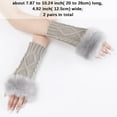 thumbnail image 2 of 2 Pairs Furry Fingerless Mittens Light Grey Soft Fluffy Knit Gloves Thumb Hole Knitting Arm Warmers Winter Crochet Faux Fur Wrist Sleeves for Women Writing Painting Activity Outings Driving, 2 of 10