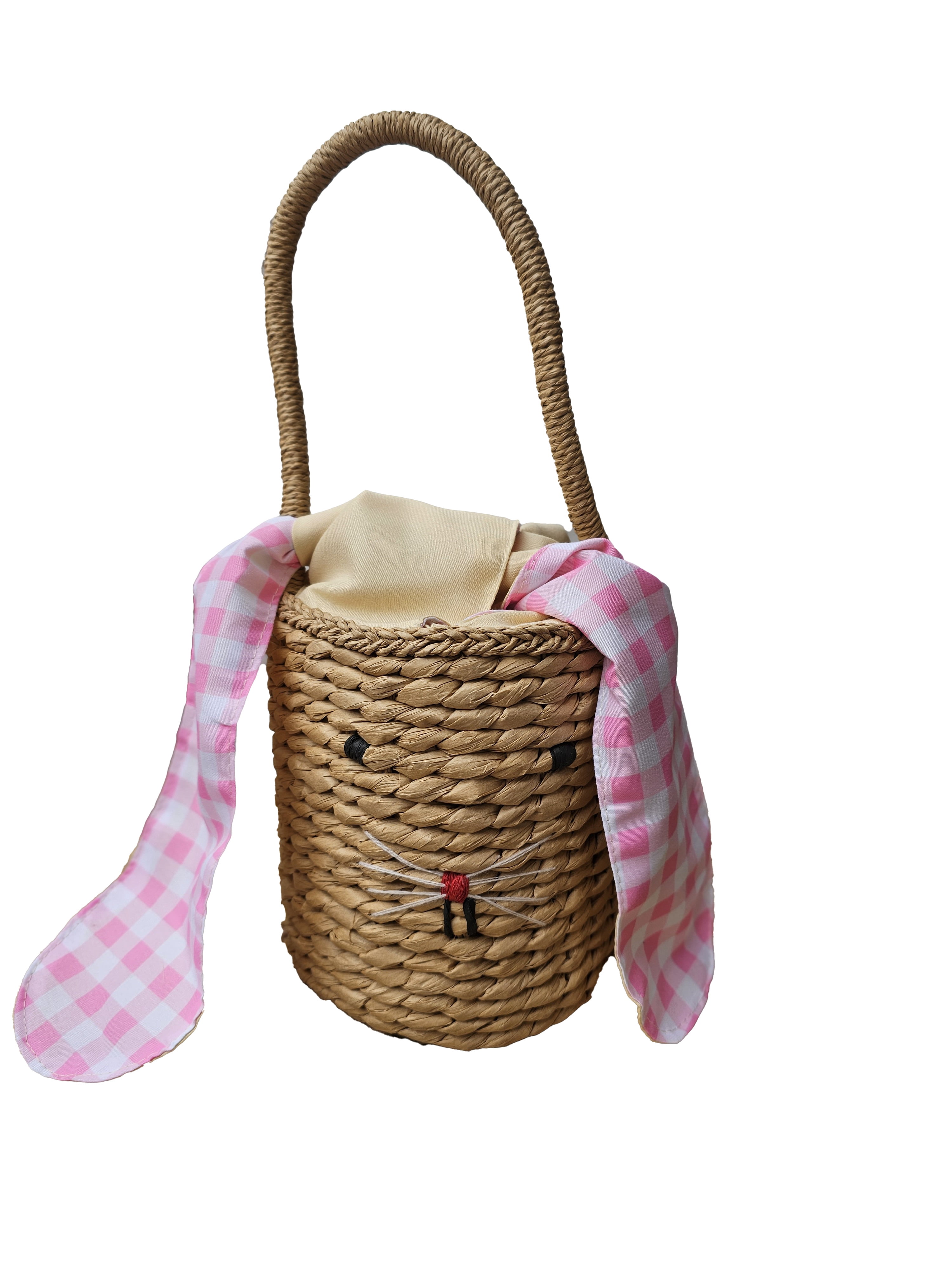 Easter Bunny Basket Rattan With Ears and Tail