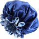 thumbnail image 1 of Zhuge Gorro de satén sedoso de color sólido, gorros para mujer, gorro sedoso para cabello rizado, gorro para dormir para mujer, doble capa azul real, 1 of 4