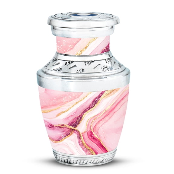 MUKTIVE Pink Abstract Decorative Urns for Human Ashes Female, Keepsake Adult Cremation Urn for Ashes Male, Memorial Portable Urns for Father & Mother, 3 Inch