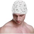 thumbnail image 2 of FYBTO Swimming Cap Hand Drawn Grey Spot Dog Unisex Adult FYBTO Polyester, 2 of 4