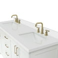 thumbnail image 2 of ARIEL 73" White Double Vanity, 1.5" Edge Pure White Quartz Countertop & Splash, Rectangular Sink, 4 Soft Closing Doors, 6 Full Extension Dovetail Drawers, Toe Kick, Satin Brass, 2 of 9
