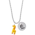 thumbnail image 1 of Delight Jewelry Resin Yellow Geronimo the Giraffe Silvertone Script Initial Disc - Q - Charm Necklace, 20"+3", 1 of 4
