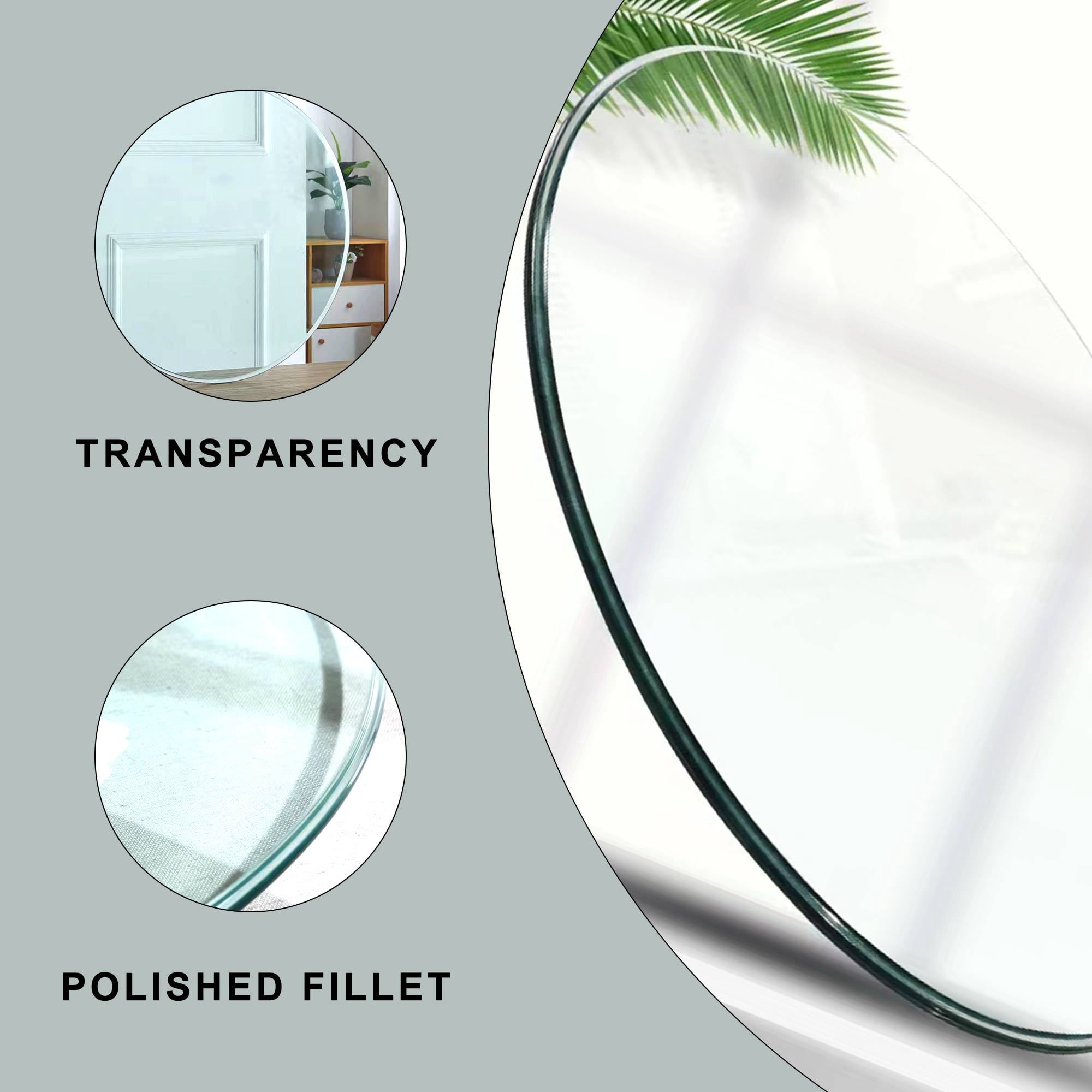 24 Inch Round Tempered Glass Table Top, 0.24" Thick Clear Transparent Glass Sheet with Smooth Polished Edge, Custom Replacement Glass Top for Coffee Tables & Side Tables