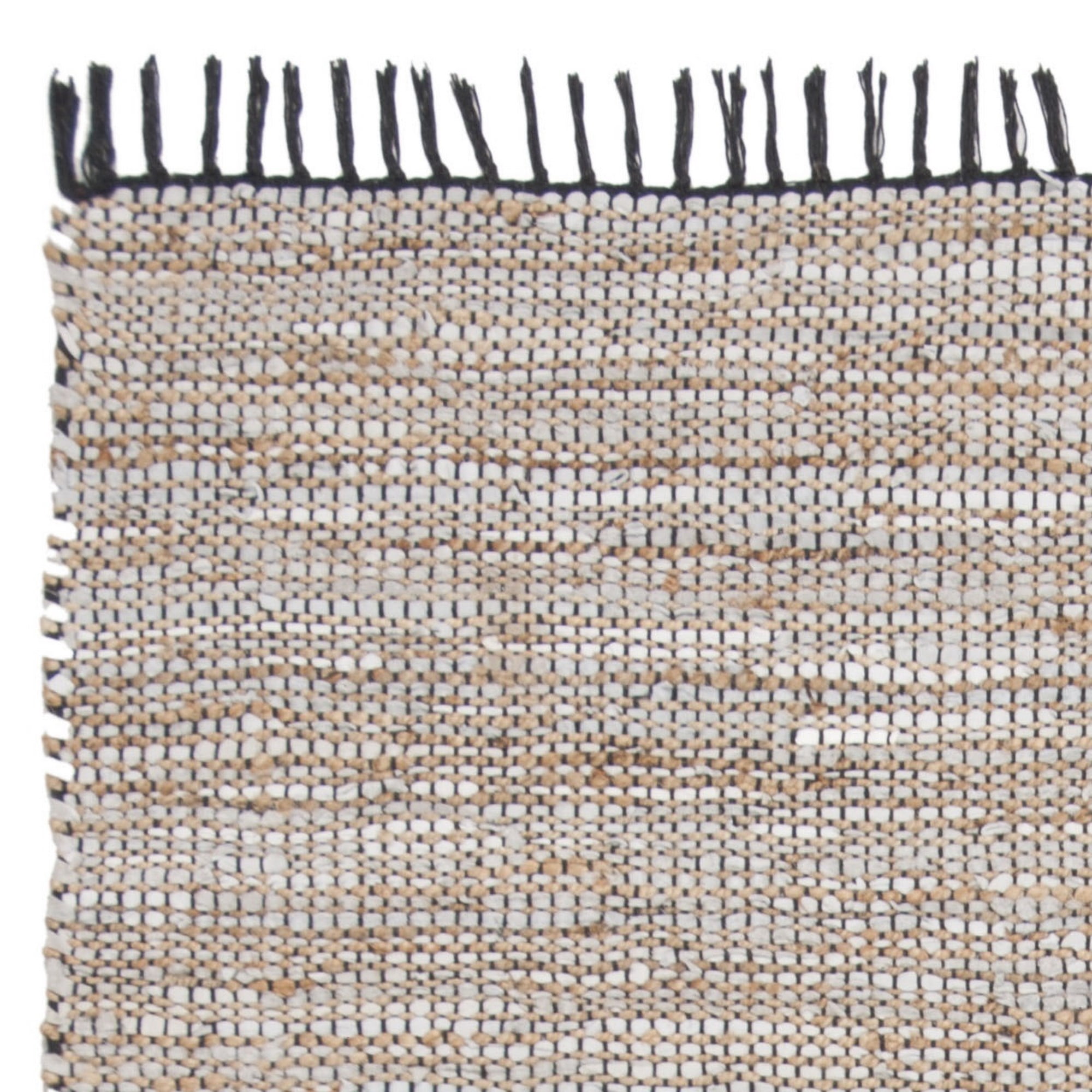 SAFAVIEH Vintage Leather Zharko Solid Braided Fringe Area Rug, Silver, 6' x 6' Square