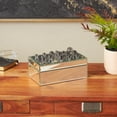 thumbnail image 2 of DecMode Mirrored Silver Glass Decorative Jewelry Box with Black Bubble Textured Balls, 2 of 9