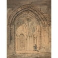thumbnail image 2 of Thomas Girtin 15x18 Black Ornate Wood Framed Double Matted Museum Art Print Titled - St. Alban's Cathedral, Hertfordshire, 2 of 5