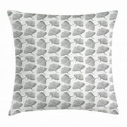 Gingko Throw Pillow Cushion Cover, Minimalist Style Nature Leafage Simplistic Meditation Growth Zen Asian Herbs Print, Decorative Square Accent Pillow Case, 16 X 16 Inches, Black White, by Ambesonne