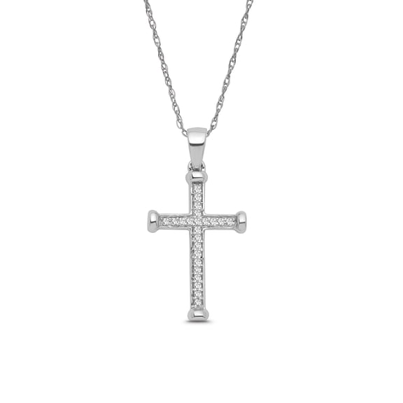 Araiya Fine Jewelry Sterling Silver Diamond Cross Pendant Necklace for Female (1/3 cttw, I-J Color, I2-I3 Clarity), 18"